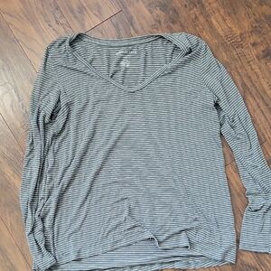American Eagle Outfitters Gray Striped Long Sleeve Top